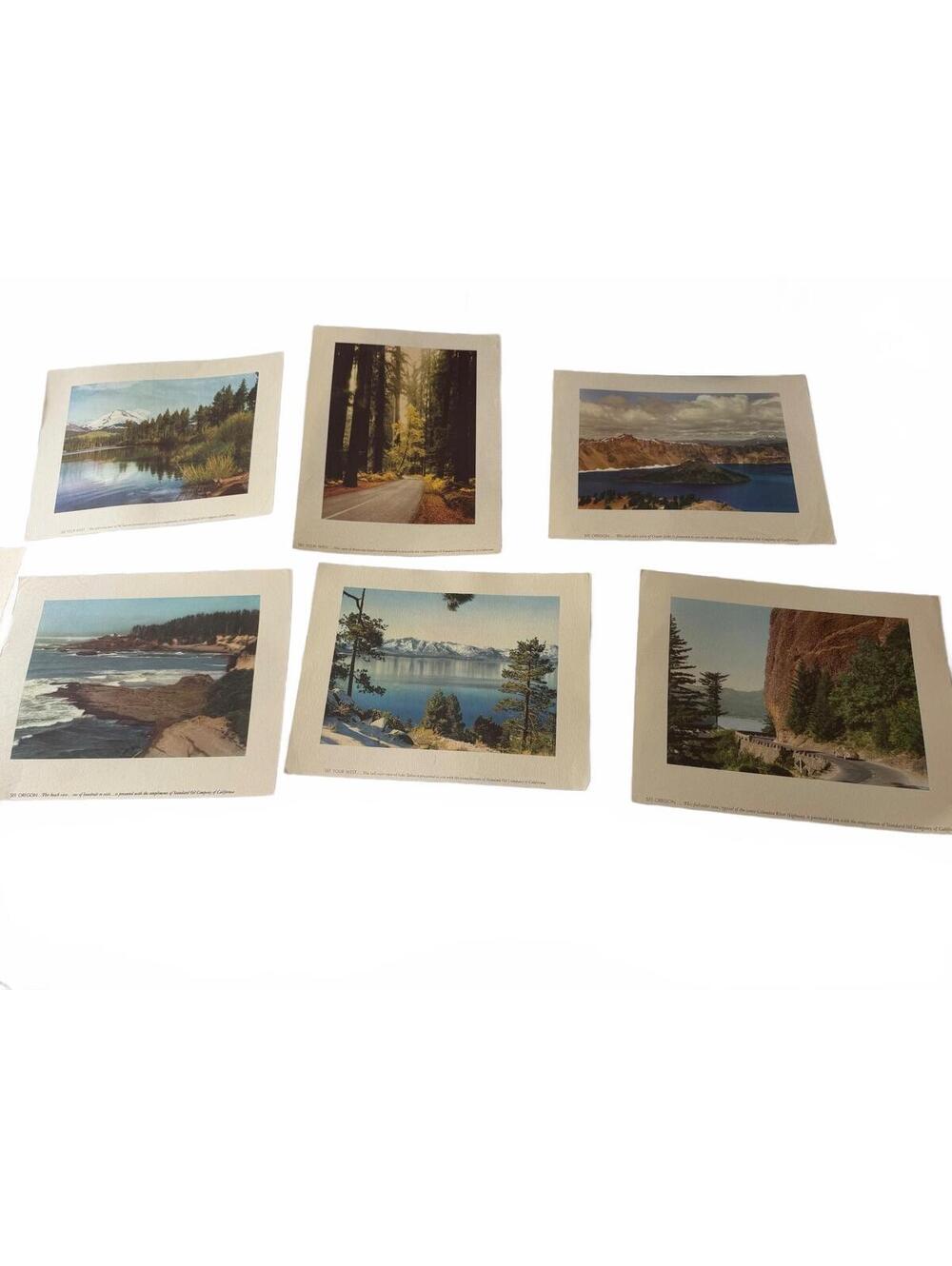 Vintage Set of 6 Scenic Oregon Landscape Prints by Standard Oil Company of CA